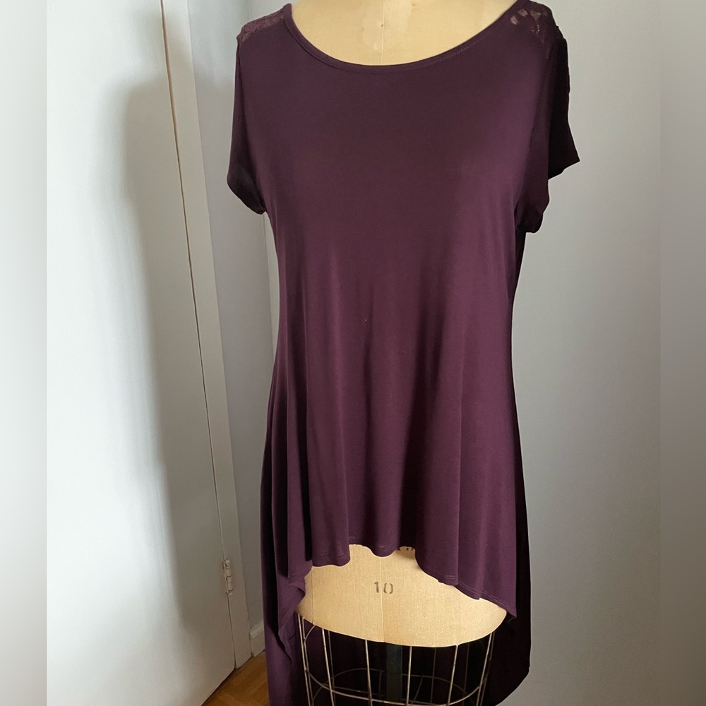 T-Shirt Top, Lace Back Asymmetrical